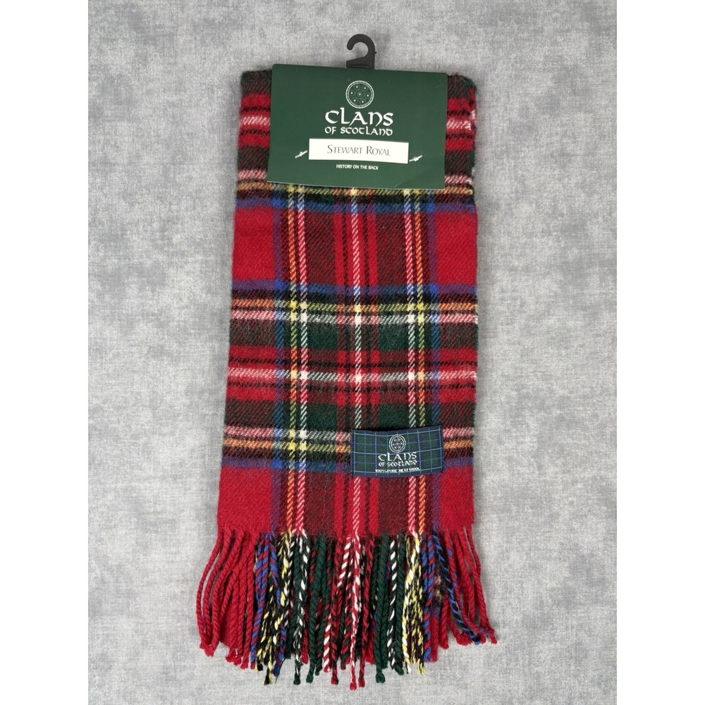 Clans of Scotland Stewart Royal Tartan Scarf 100% Pure New Wool NWT Plaid
